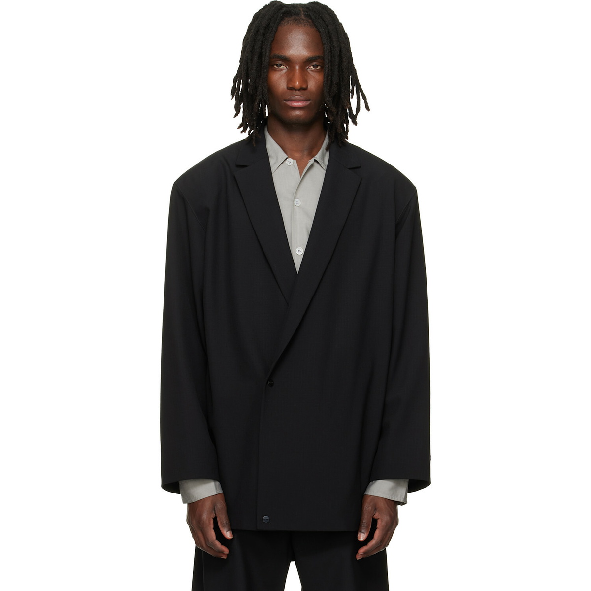 Fear of God Black Wool Ripstop Relaxed Long Blazer