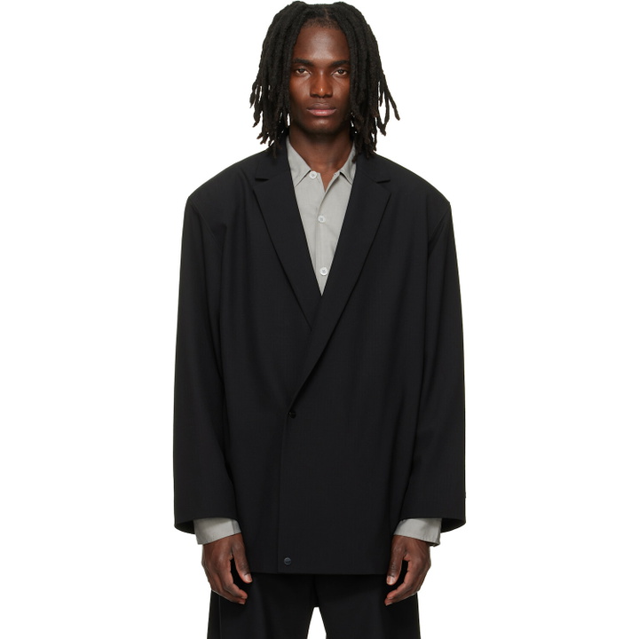 Photo: Fear of God Black Wool Ripstop Relaxed Long Blazer