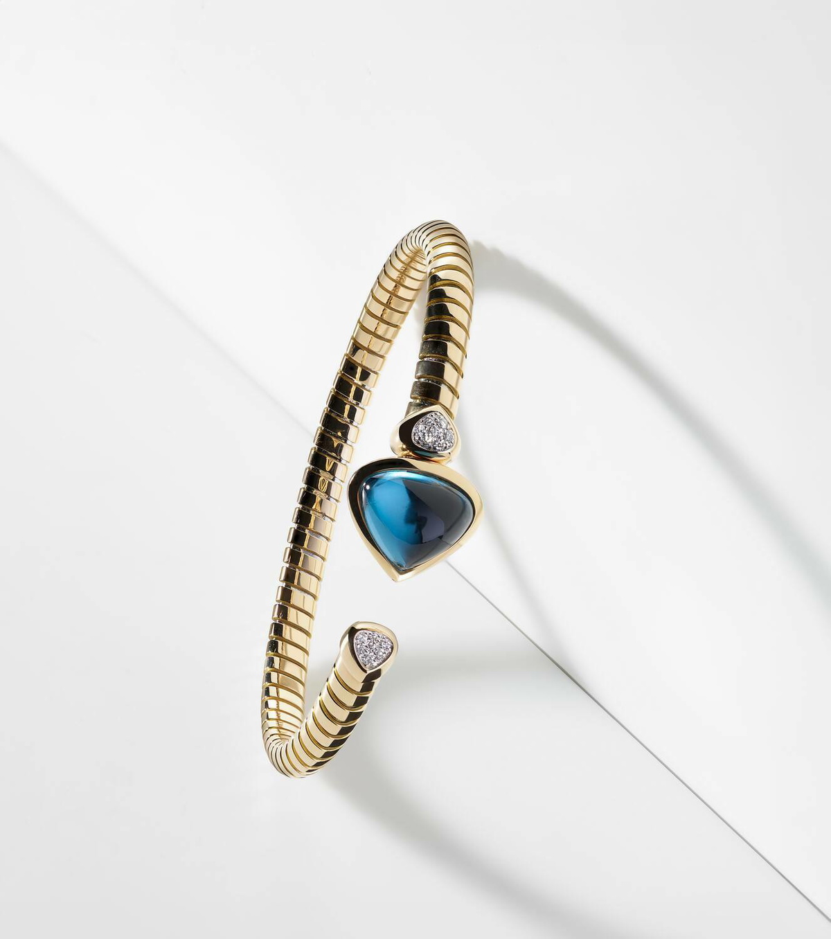 Marina B Trisolina Bypass 18kt gold bracelet with topaz and diamonds