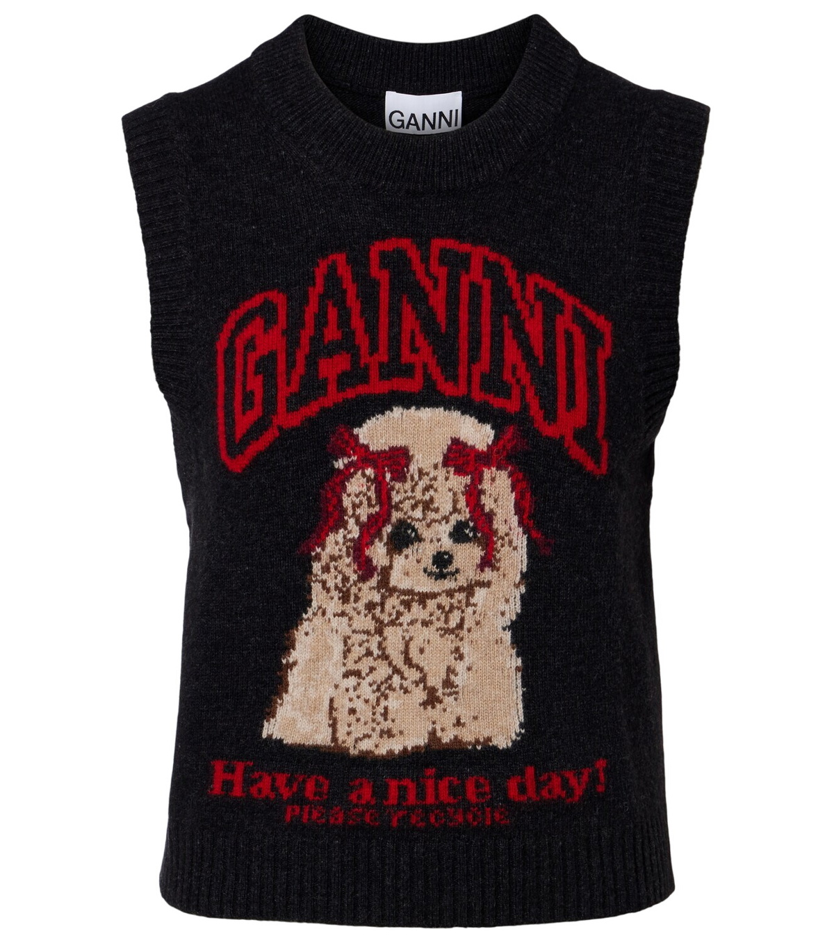Ganni Logo wool-blend sweater vest GANNI