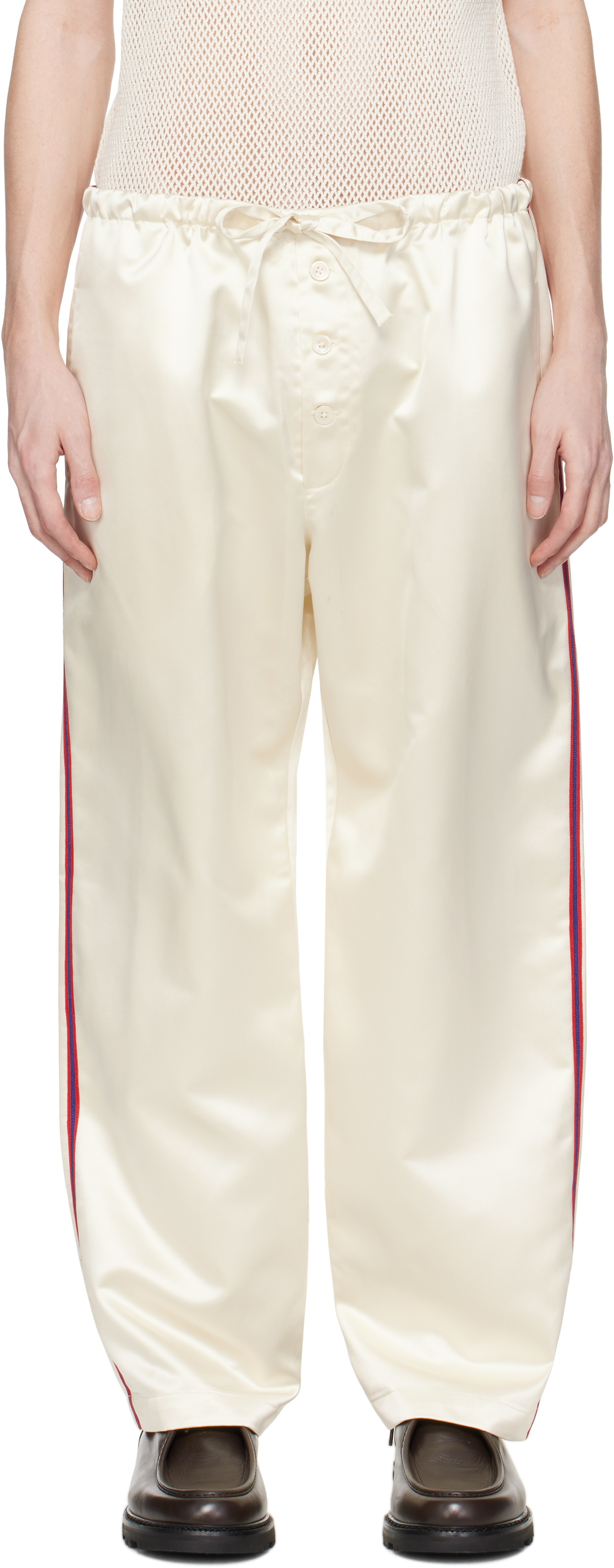 【関税込み】Bode オフホワイト Redtail Pajama トラウザーズ Bode: Off-White Redtail Pyjama Pants | SSENSE