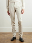TOM FORD - Dyllan Straight-Leg Silk and Linen-Blend Twill Suit Trousers - Neutrals