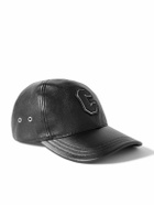 CELINE - Logo-Appliquéd Embroidered Full-Grain Leather Baseball Cap - Black