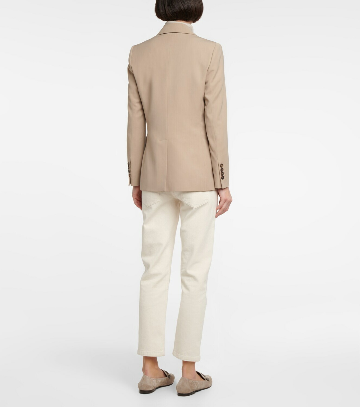 Blazer Femme Brunello Cucinelli – Double Boutonnage, Laine Vierge, Bleu Marine – Neuf Avec étiquette (taille 42)