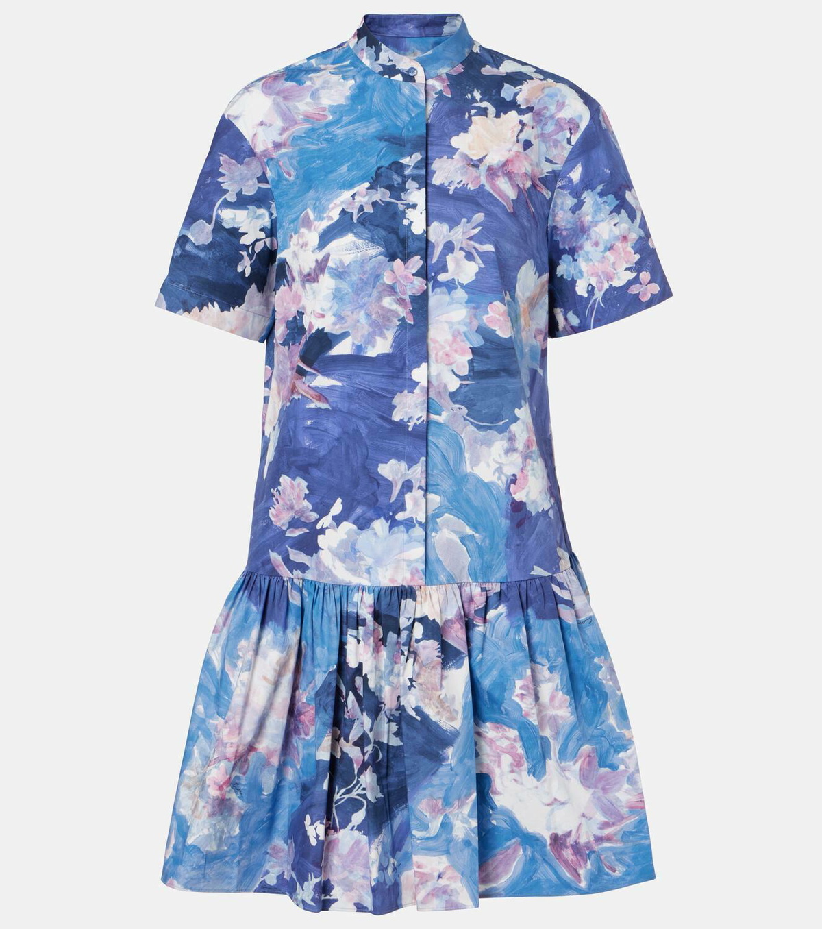 Erdem Floral peplum cotton poplin minidress