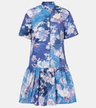 Erdem Floral peplum cotton poplin minidress