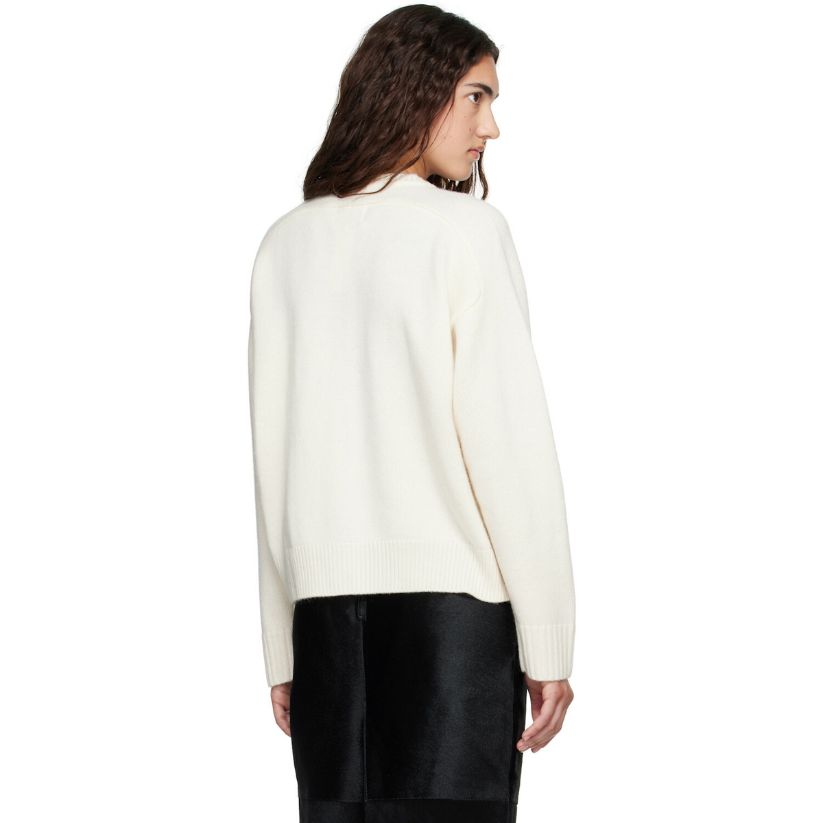 Loulou de Saison Off-White AIDAR LDS Wool Cashmere Cardigan