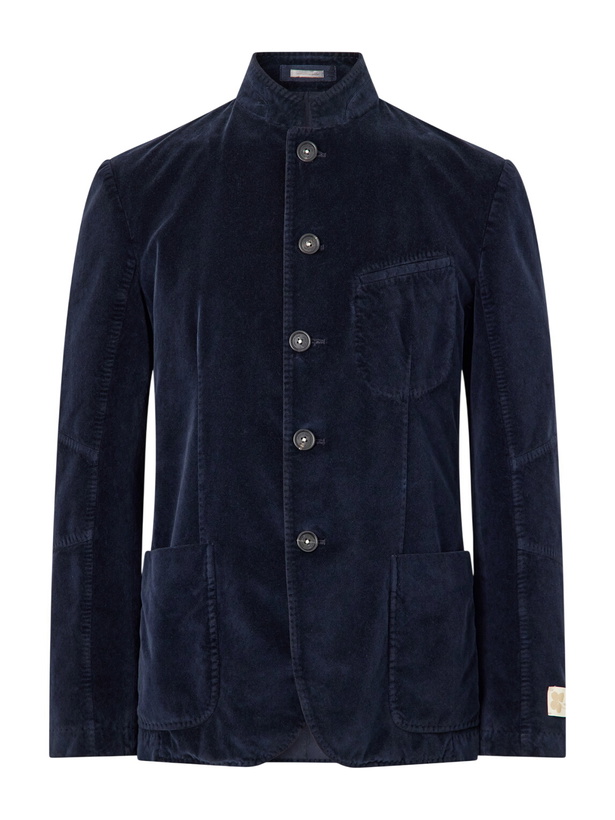 Photo: Massimo Alba - Gstaad panelled Cotton-Velvet Jacket - Blue