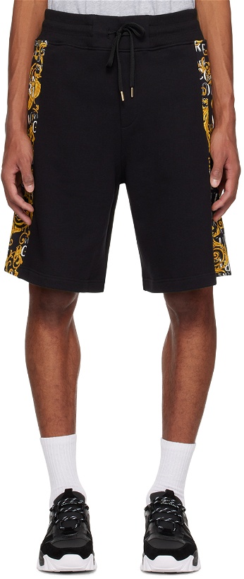 Photo: Versace Jeans Couture Black & Yellow Paneled Shorts