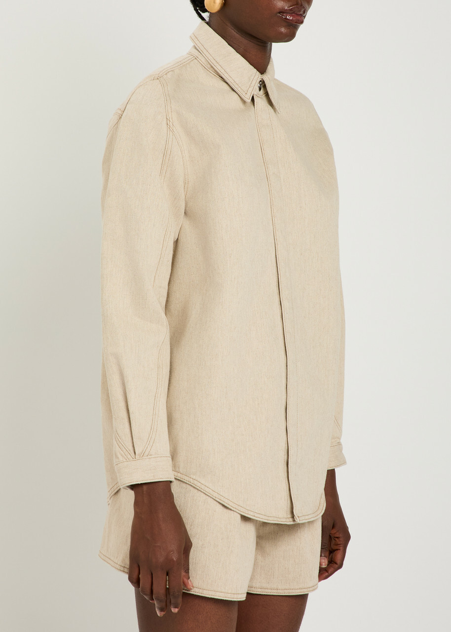 Jacquemus La Chemise Amelo De-nimes Cotton-blend Jacket Beige