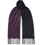 Canali - Reversible Fringed Silk and Cashmere-Blend Scarf - Blue