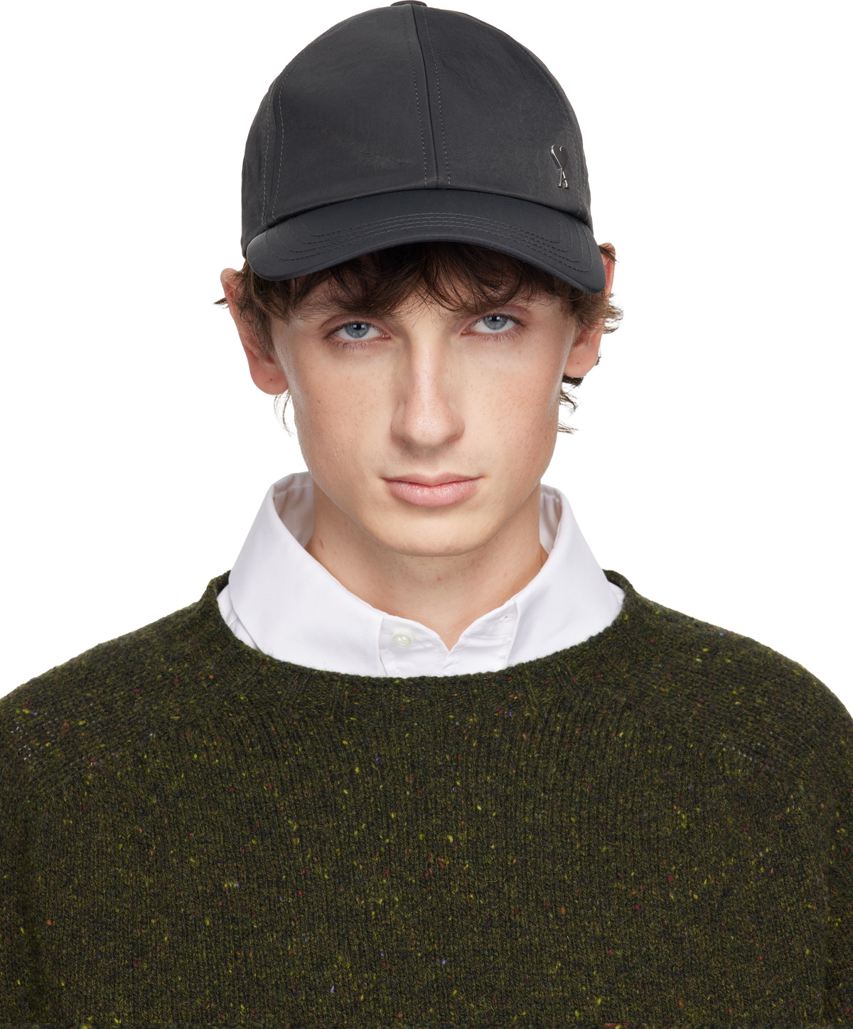 AMI Paris Men's Small A Canvas Cap in Mineral Grey AMI