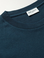 SAINT LAURENT - Printed Cotton-Jersey T-Shirt - Blue