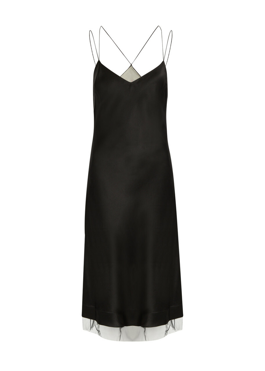 Anna October Antea Cut-out Satin Midi Dress Black