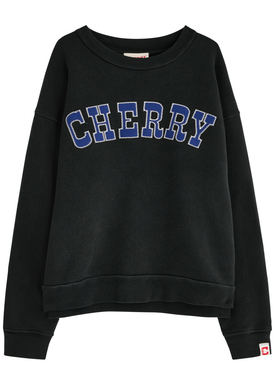 CHERRY LA - Logo-Embroidered Cotton-Jersey Sweatshirt - Blue
