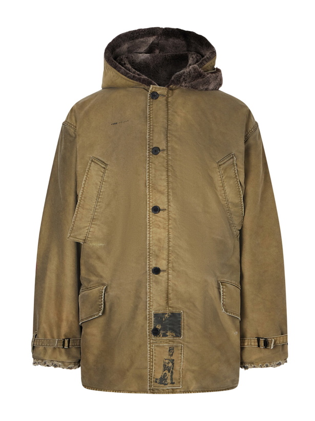 Photo: Enfants Riches Déprimés - Vienna Appliquéd Shearling-Trimmed Padded Cotton-Sateen Hooded Parka - Green