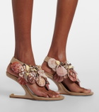 Balmain Embellished suede slingback wedges