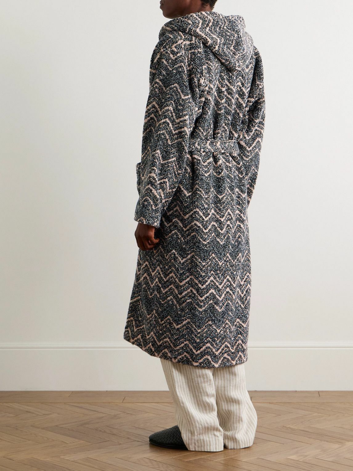 Missoni Home - Striped Cotton-Terry Jacquard Hooded Robe - Brown