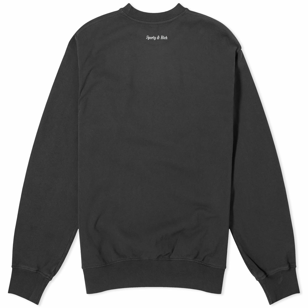 Sporty & Rich Wellness Club Flocked Crew Sweat in Faded Black