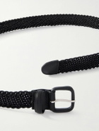 Charvet - 2.7cm Leather-Trimmed Woven Cord Belt - Black