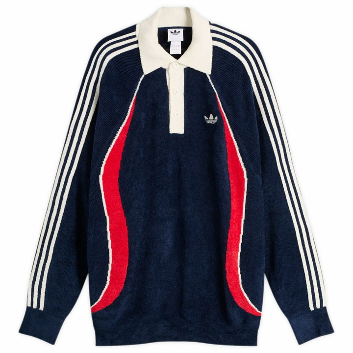 Photo: Adidas Men's Wicons Polo in Night Indigo/Better Scarlet/Off White