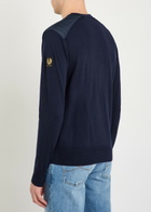 Belstaff Kerrigan Panelled Shoulders Wool-blend Jumper Navy