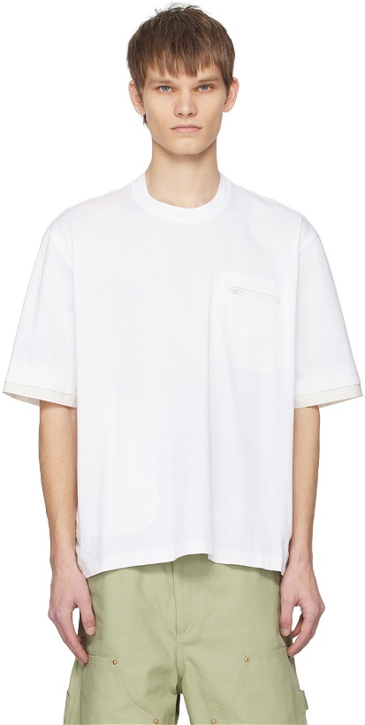 Photo: sacai White Paneled T-Shirt