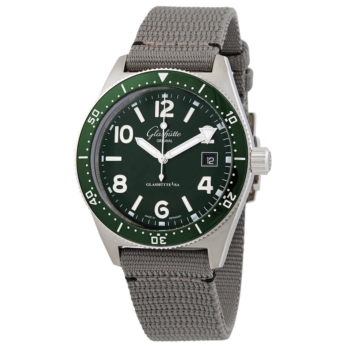 Glashutte Original SeaQ Automatic Green Dial Mens Watch 1-39-11-13-83-34