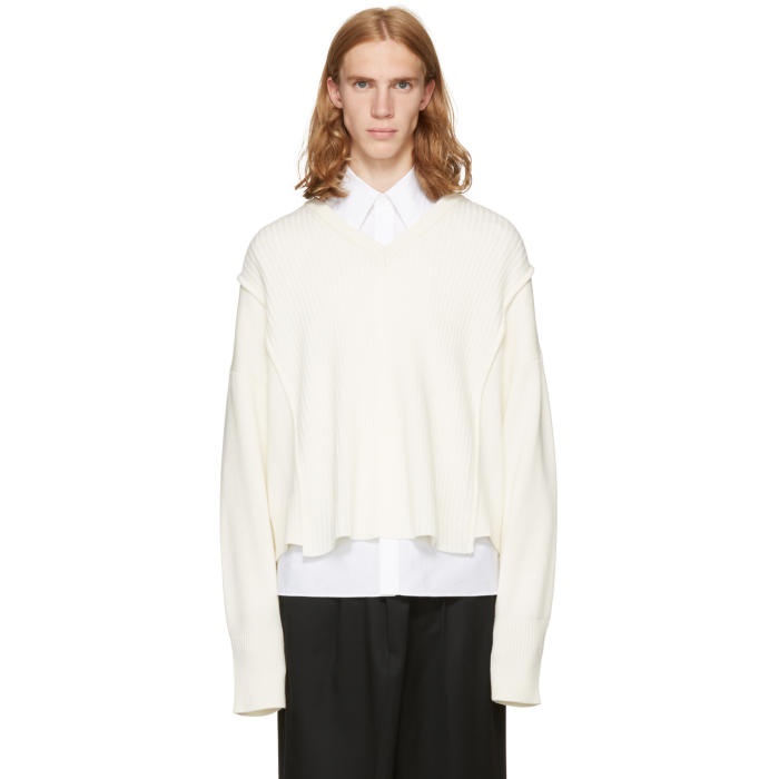 Photo: Christian Dada Off-White Oversized Detached V-Neck Sweater
