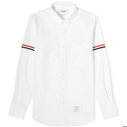 Thom Browne Men's Grosgrain Arm Band Seersucker Shirt in White