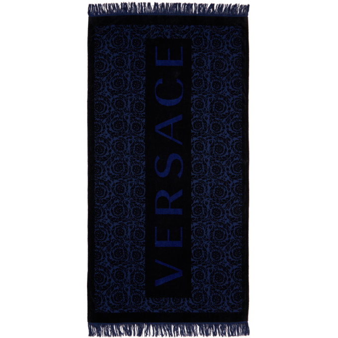 Photo: Versace Underwear Black and Blue Barocco Towel