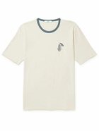 Mr P. - Embroidered Cotton-Jersey T-Shirt - Neutrals