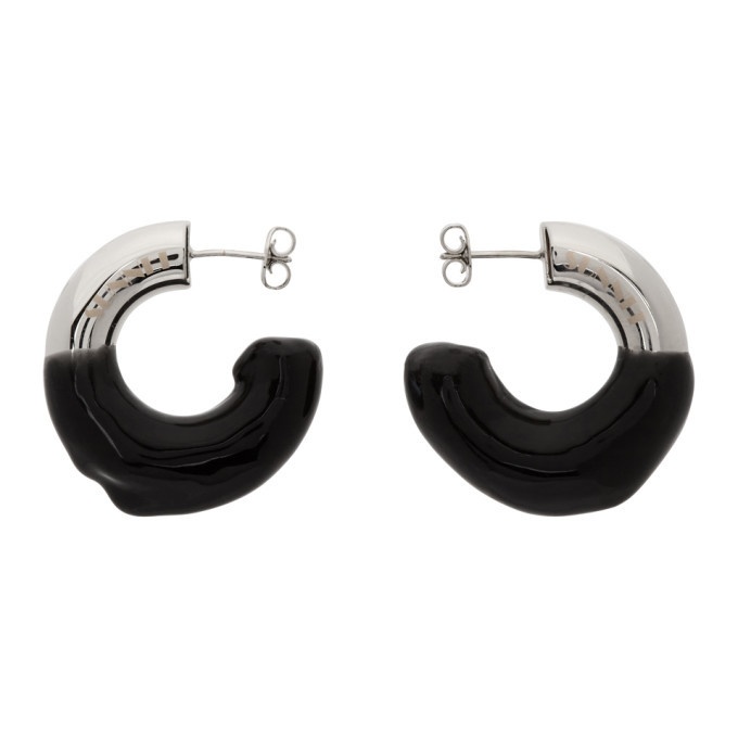 Photo: Sunnei Silver and Black Small Rubberized Hoop Earrings