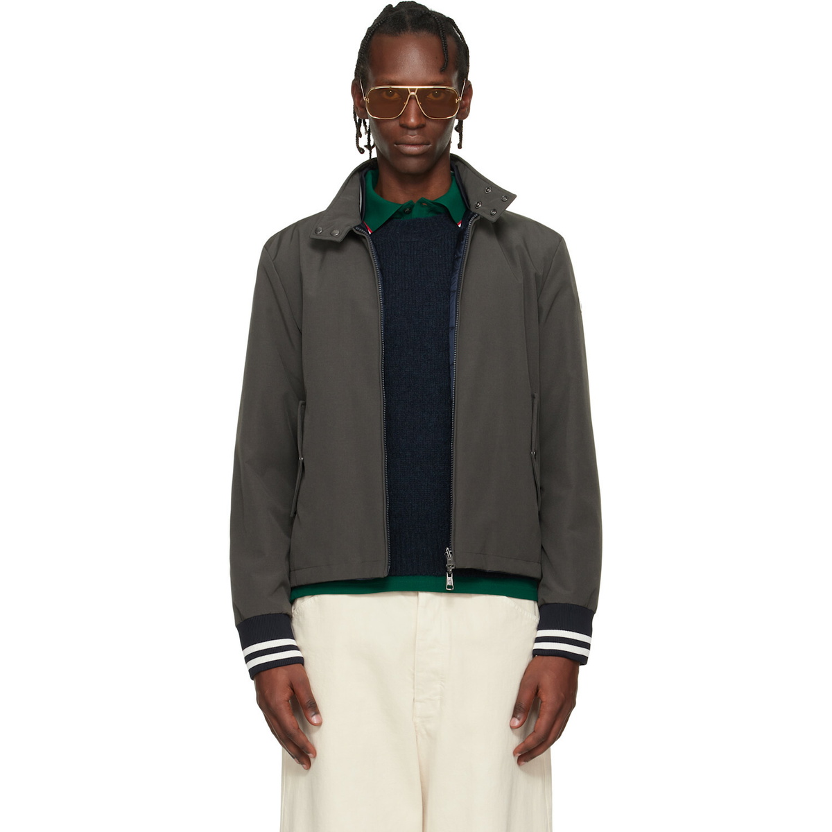 Moncler Gray Prieure Reversible Down Bomber Jacket
