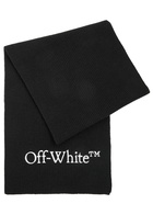 Off-white Logo-embroidered Ribbed Wool Scarf - Black - One Size