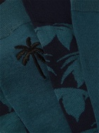 DESMOND & DEMPSEY - Two-Pack Intarsia Cotton-Blend Socks - Blue