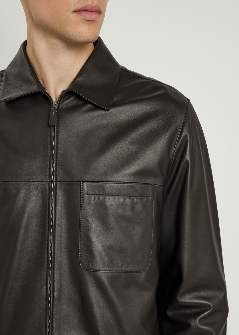 Tods Leather Overshirt Brown