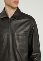 Tods Leather Overshirt Brown