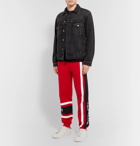 Givenchy - Slim-Fit Tapered Logo-Embroidered Striped Loopback Cotton-Jersey Sweatpants - Red