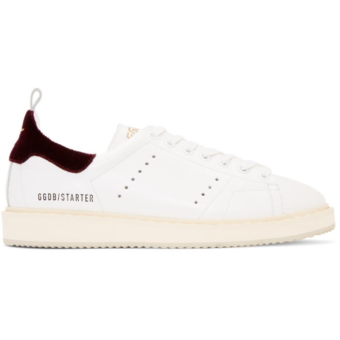 Photo: Golden Goose White and Burgundy Starter Sneakers