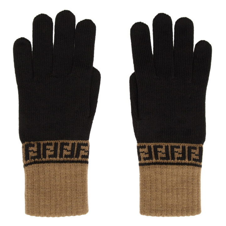 Photo: Fendi Brown and Black Forever Fendi Gloves