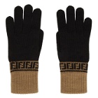 Fendi Brown and Black Forever Fendi Gloves