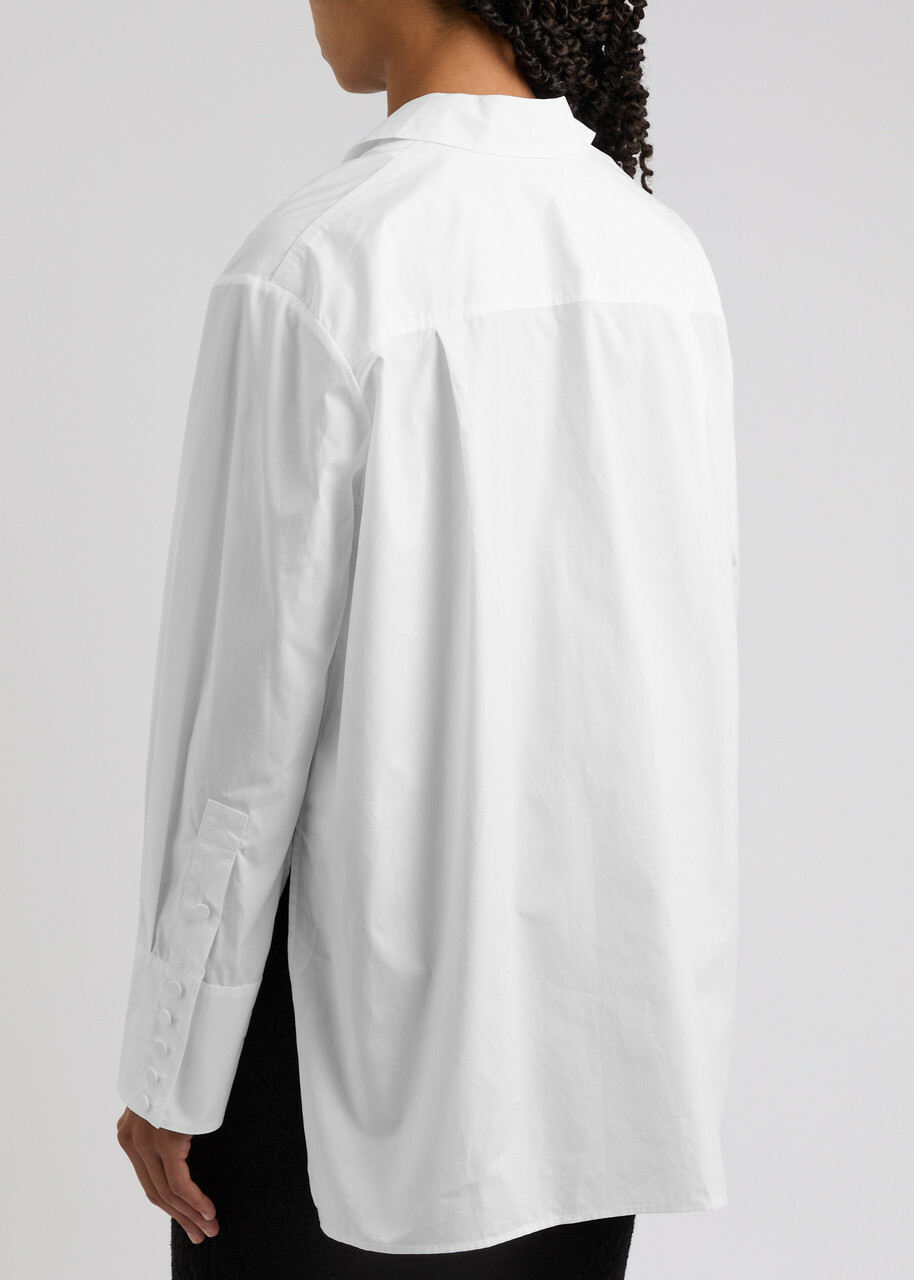 Huishan Zhang Thelma Embellished Cotton Shirt White And Black
