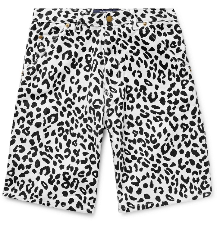 Photo: Noon Goons - Leopard-Print Denim Shorts - Animal print