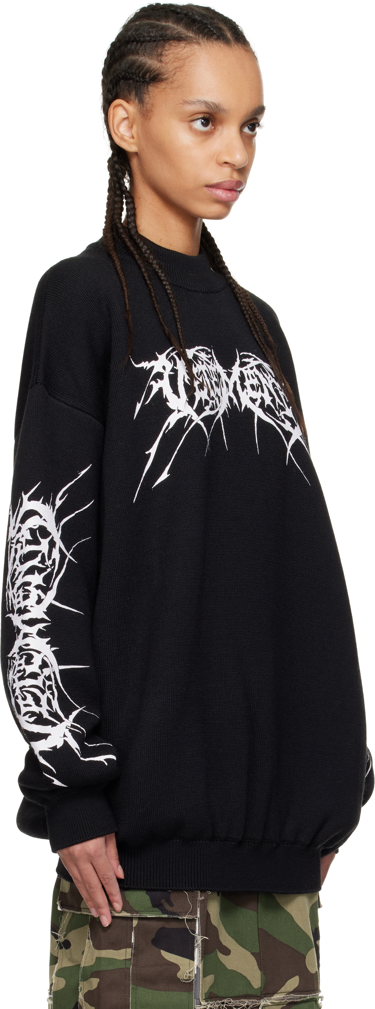 VETEMENTS Black Metal Logos Sweater