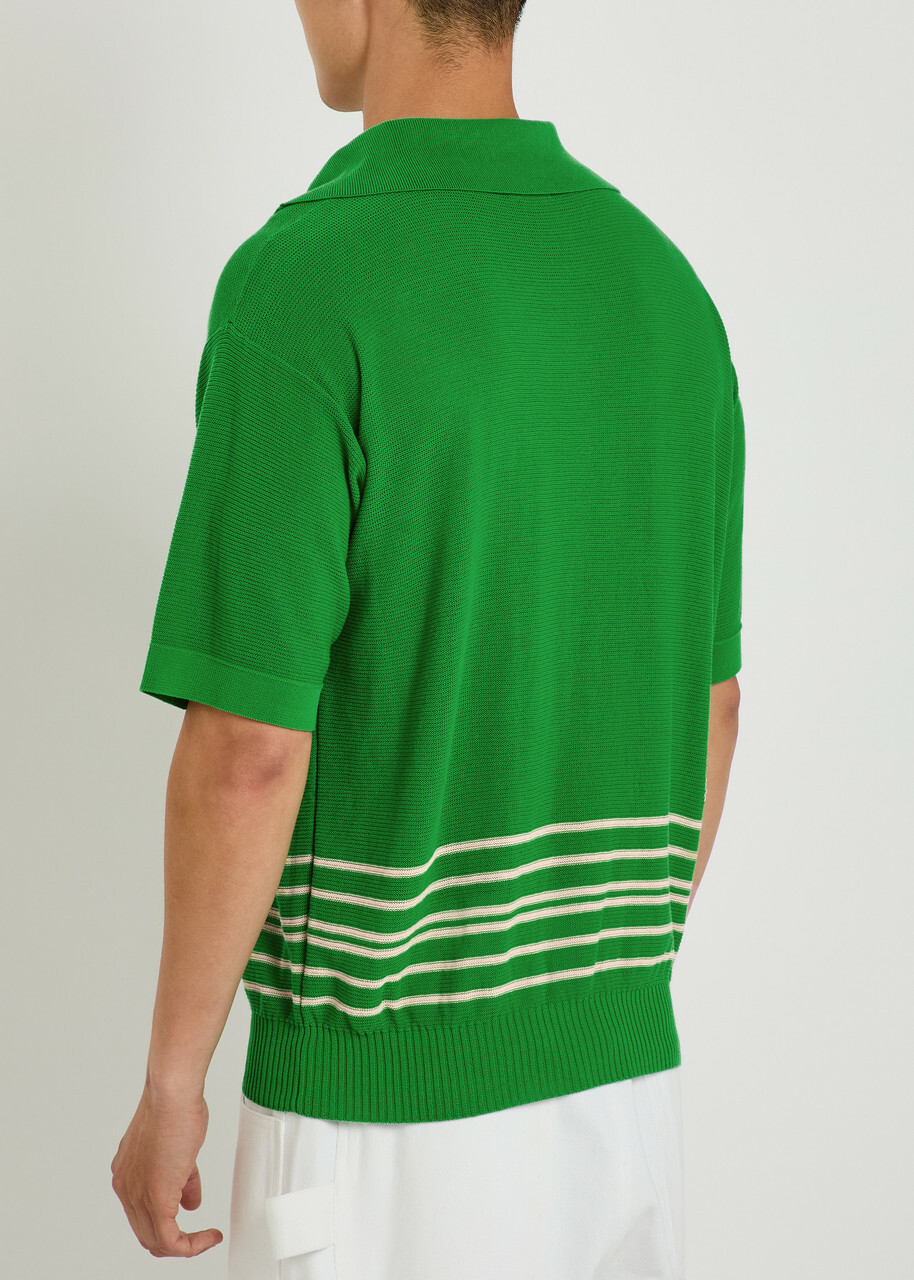 Bode Bentgrass Logo-embroidered Cotton-knit Polo Shirt Green