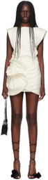 Magda Butrym Off-White Sleeveless Crinkle Silk Minidress