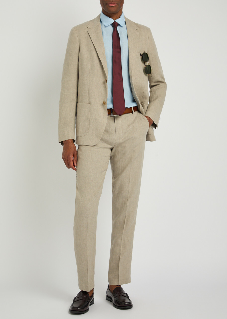 Sunspel Linen Shirt Light Blue