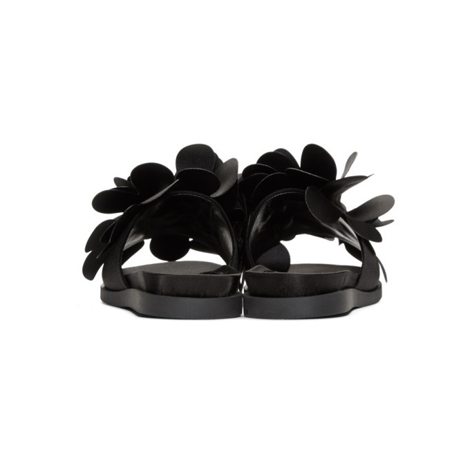 Simone Rocha Black 3D Flower Slides Simone Rocha