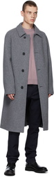 Theory Heather Grey Knit Wool Coat